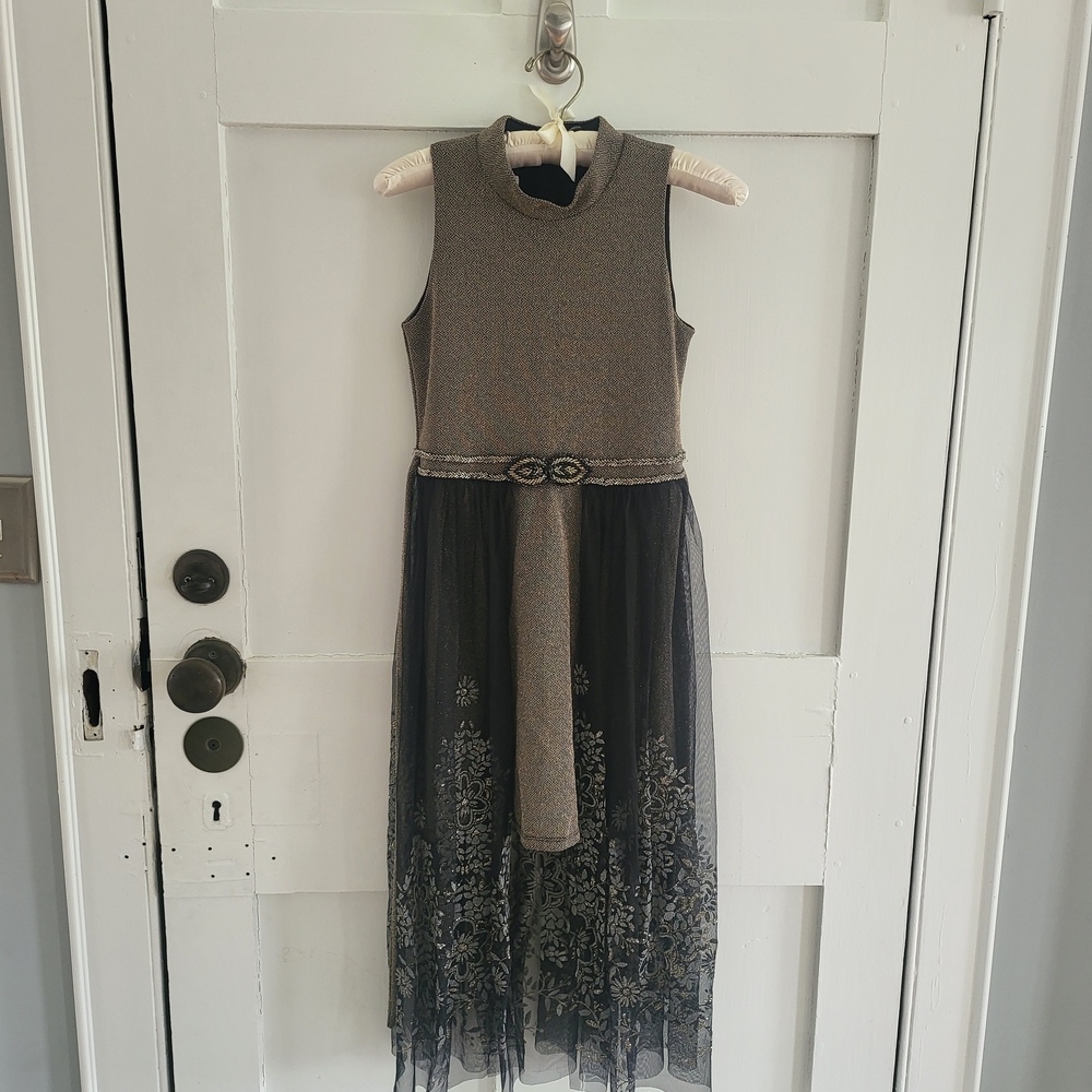 Bonnie Jean Black and Brown Midi Dress